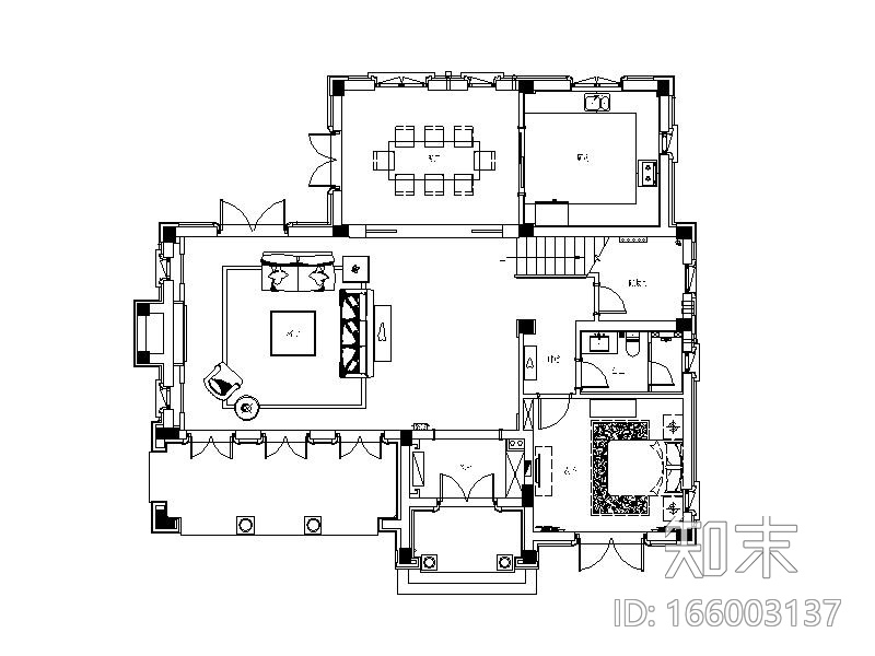 [山东]新古典中式风格别墅室内设计施工图（含实景图，...cad施工图下载【ID:166003137】