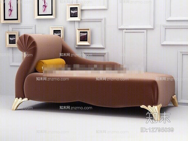 欧式新古典布艺贵妃椅3D模型下载【ID:12795039】
