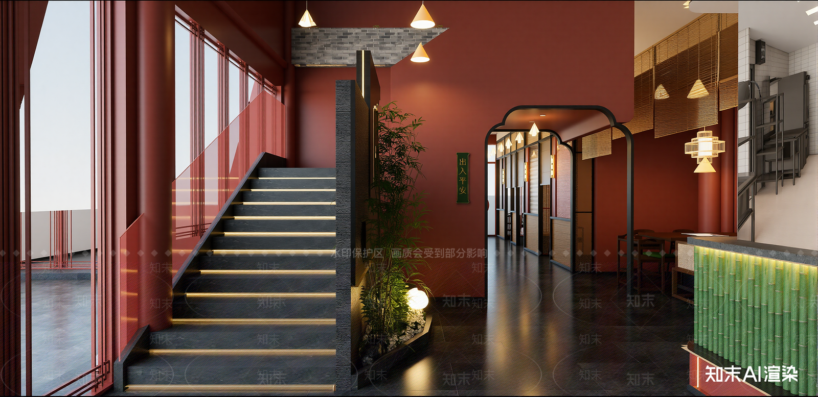 新中式火锅店SU模型下载【ID:1216035364】