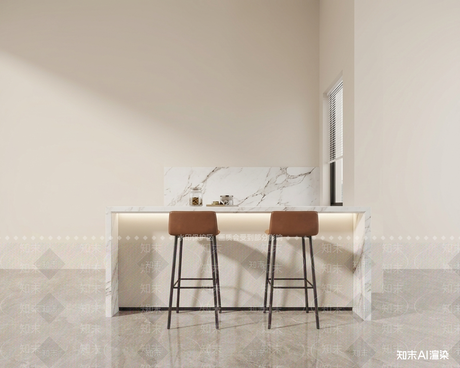白色吧台岛台餐厅3D模型下载【ID:1227528708】