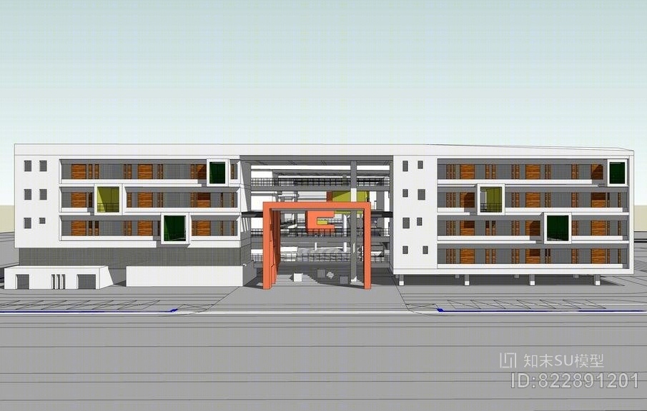 现代风格中学SU模型下载【ID:822891201】