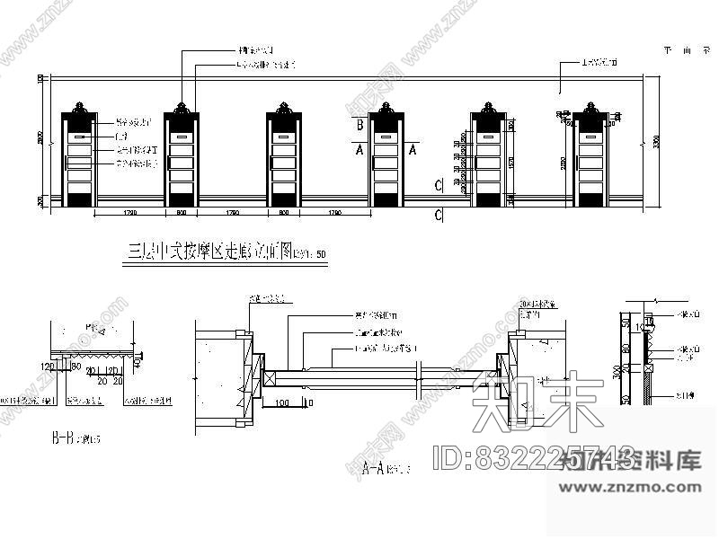 图块/节点过道立面图cad施工图下载【ID:832225743】