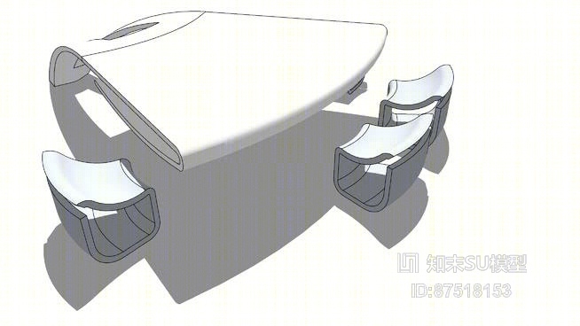 办公桌椅组合SU模型下载【ID:818155430】