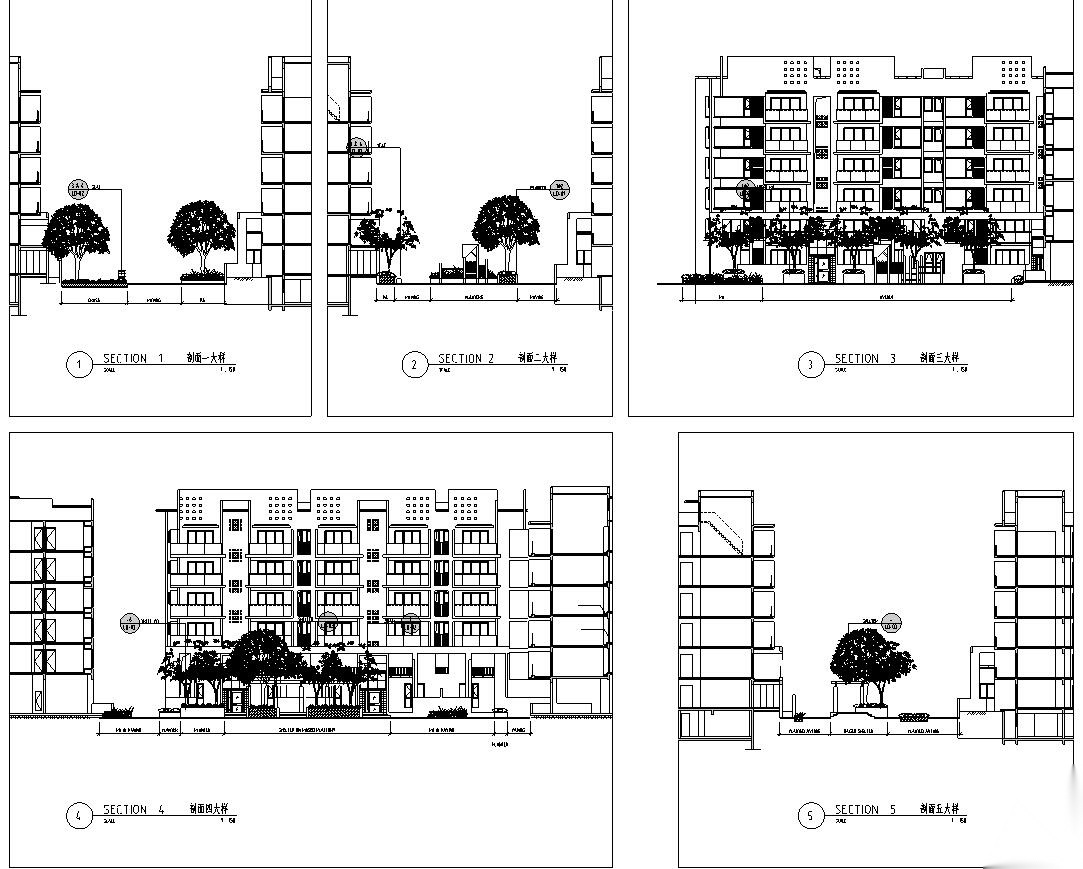 [广东]第5园华宇居住区村落四合院花园全套景观施工图设...cad施工图下载【ID:161032195】