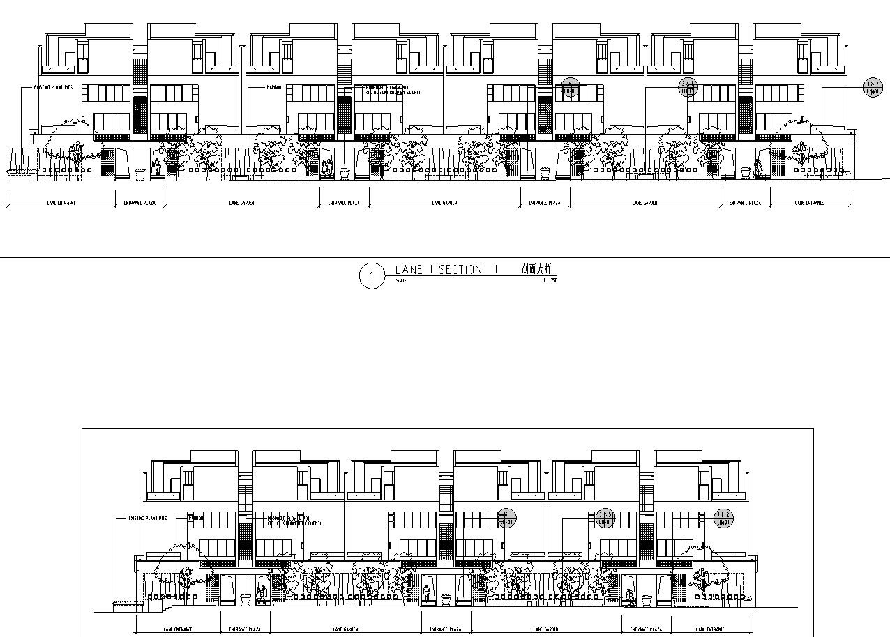 [广东]第5园华宇居住区村落四合院花园全套景观施工图设...cad施工图下载【ID:161032195】