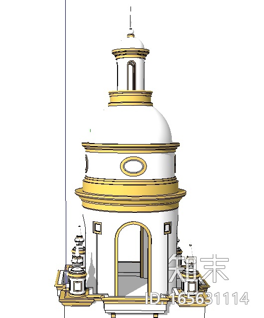 欧式风格建筑SU精模型cad施工图下载【ID:165631114】