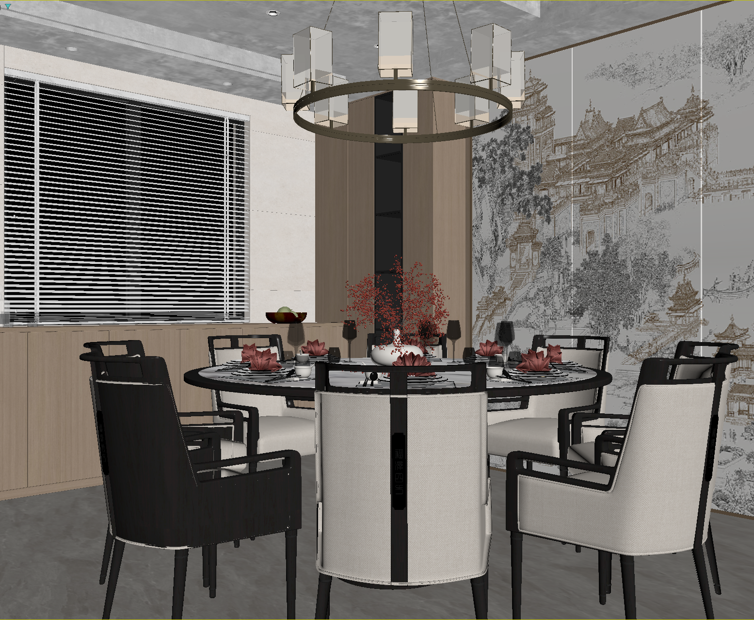 新中式包厢3D模型下载【ID:1214563096】