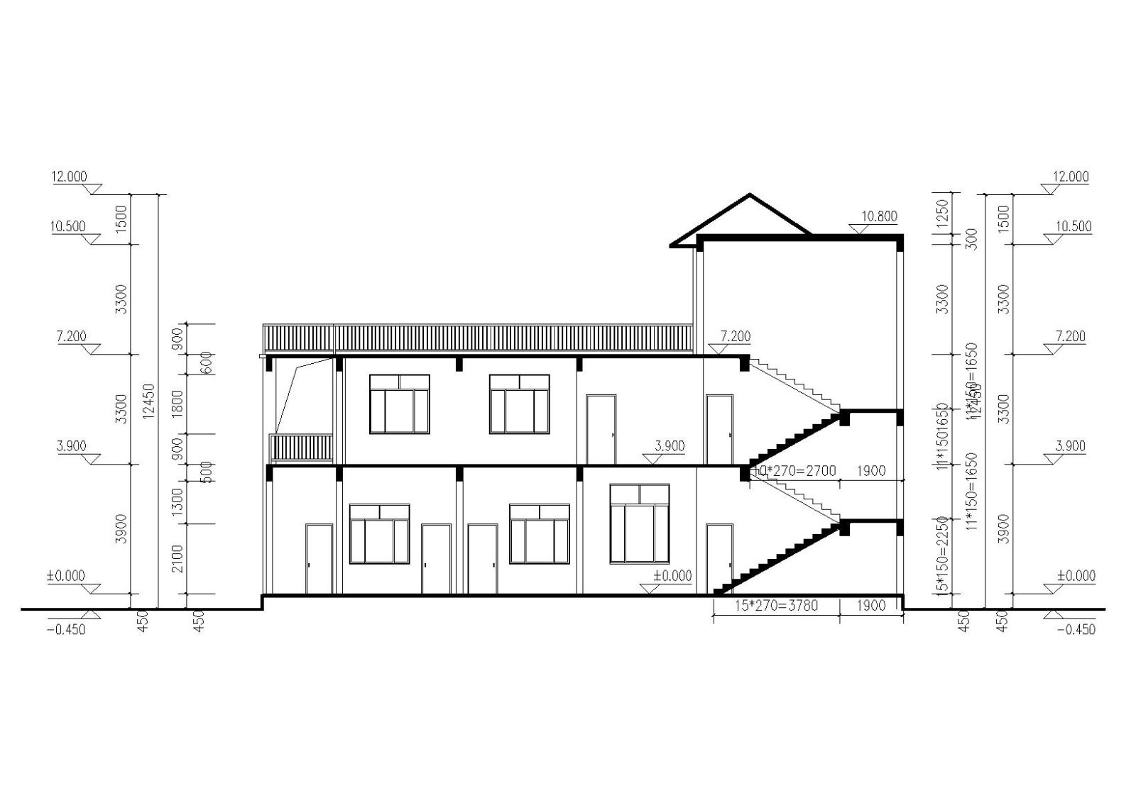 现代风格独栋别墅建筑施工图（CAD）施工图下载【ID:151389119】