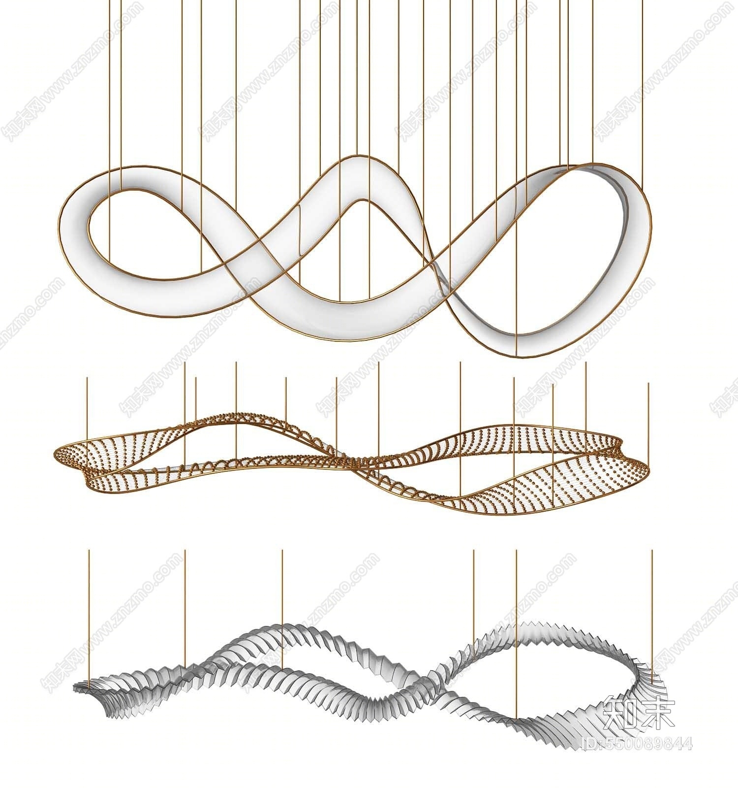 现代异形玻璃吊灯3D模型下载【ID:550089844】