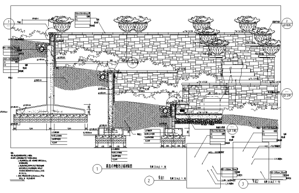 园林景观小品特色景墙、挡土墙CAD施工图合施工图下载【ID:161799102】