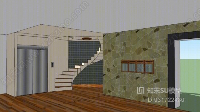 门口和楼梯SU模型下载【ID:931722480】