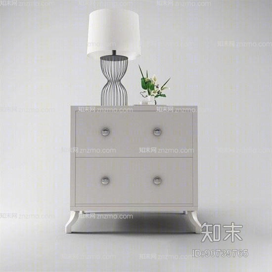 现代白色木艺床头柜3D模型下载【ID:90739765】