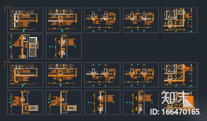 室内装修常用节点-幕墙节点详图施工图下载【ID:166470165】