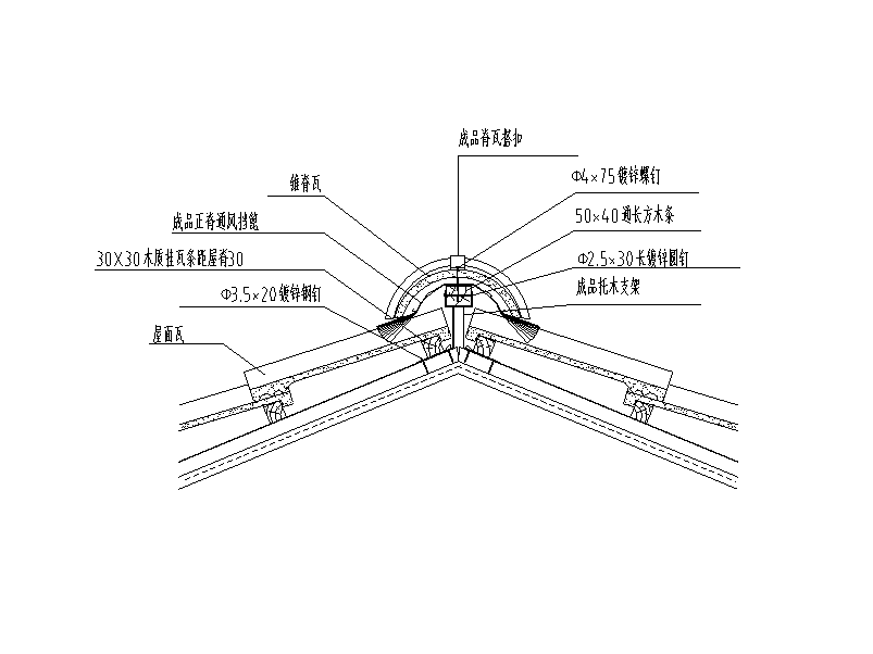 瓦屋面标准节点图（CAD）施工图下载【ID:165463162】