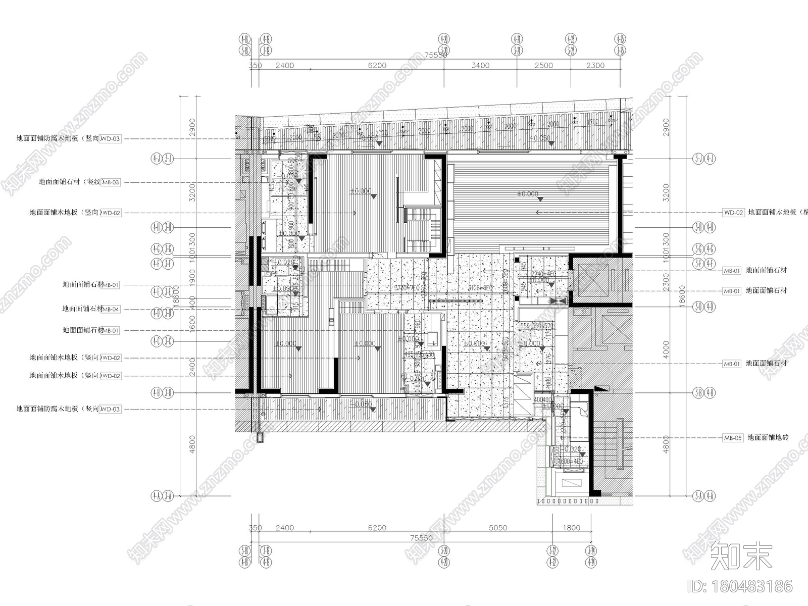 [深圳]206㎡现代三居家装样板间装修施工图施工图下载【ID:180483186】