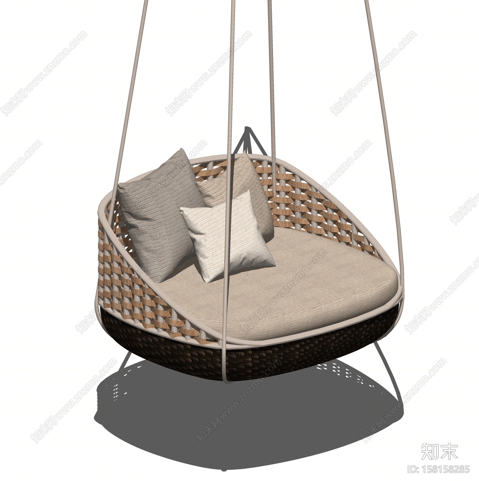 现代藤编吊椅秋千吊椅秋千SU模型下载【ID:158158285】