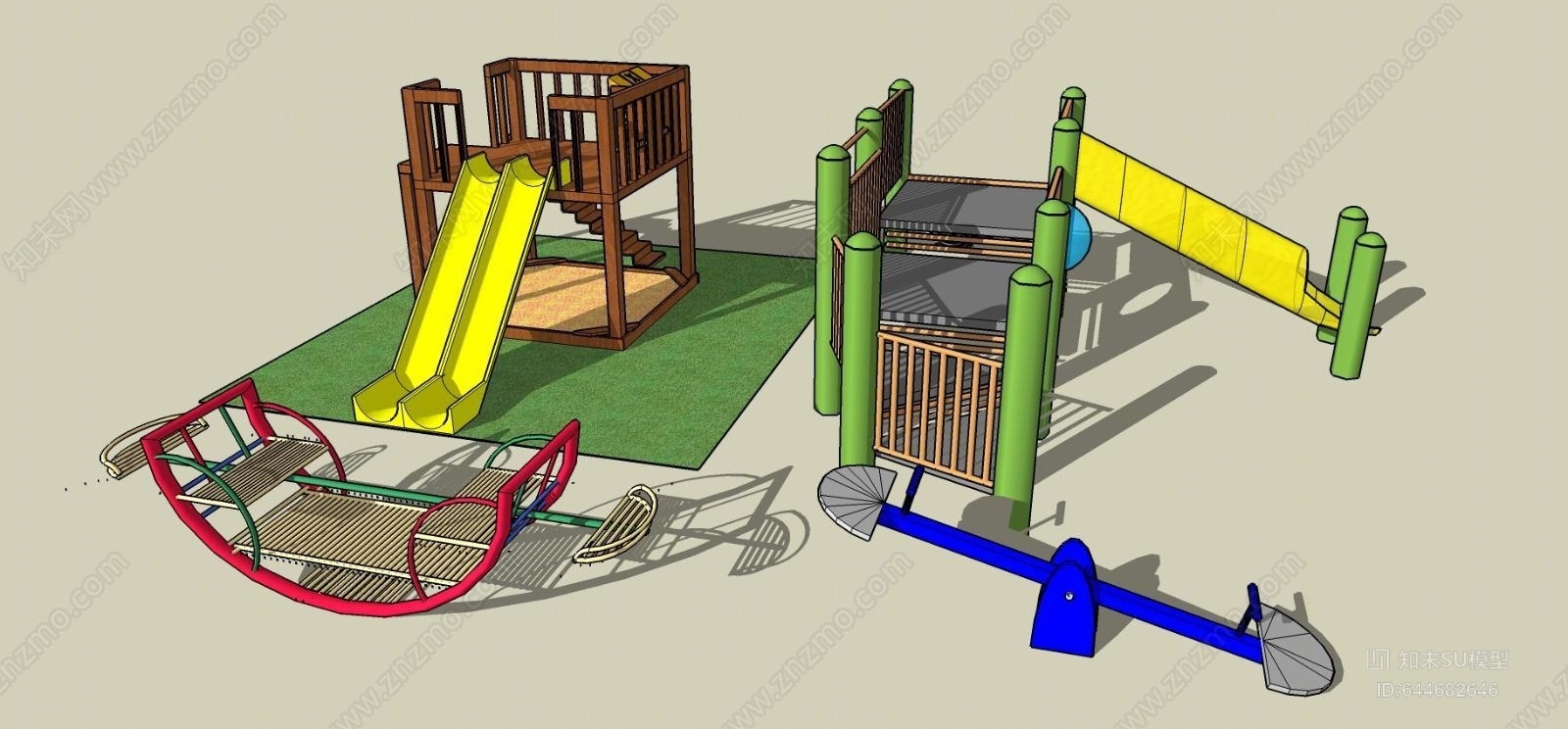 现代儿童游乐设施SU模型下载【ID:644682646】