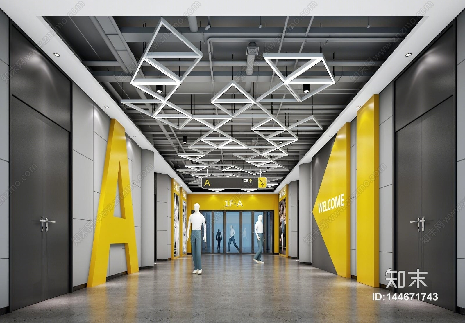 现代球馆过道入口3D模型下载【ID:144671743】