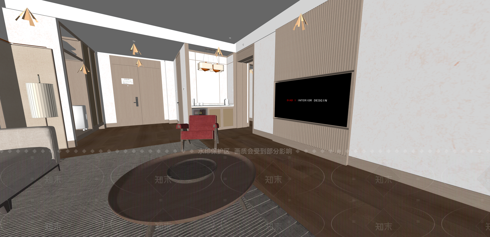 新中式酒店客房SU模型下载【ID:1216078596】
