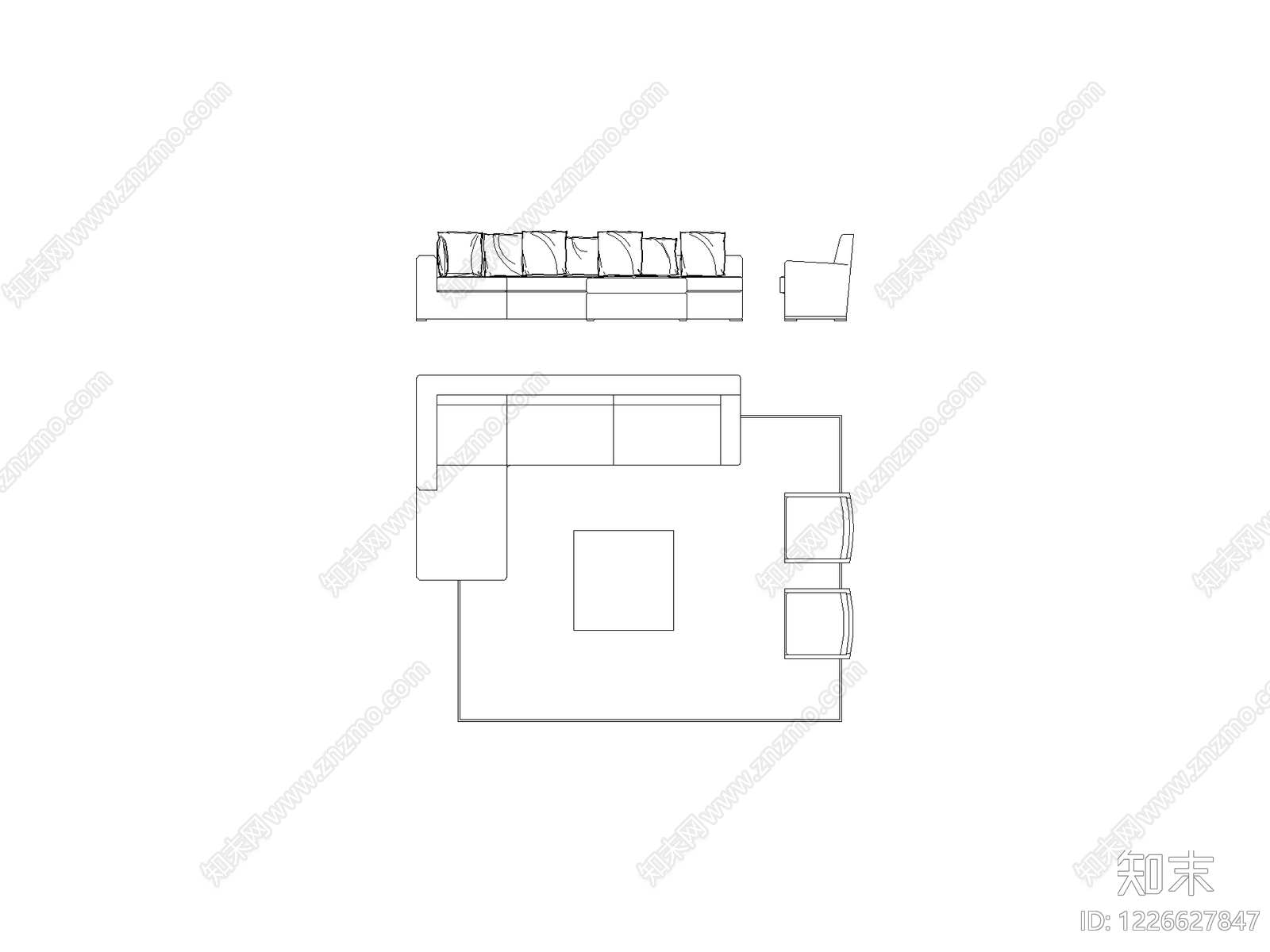 现代,意式沙发CAD图纸
