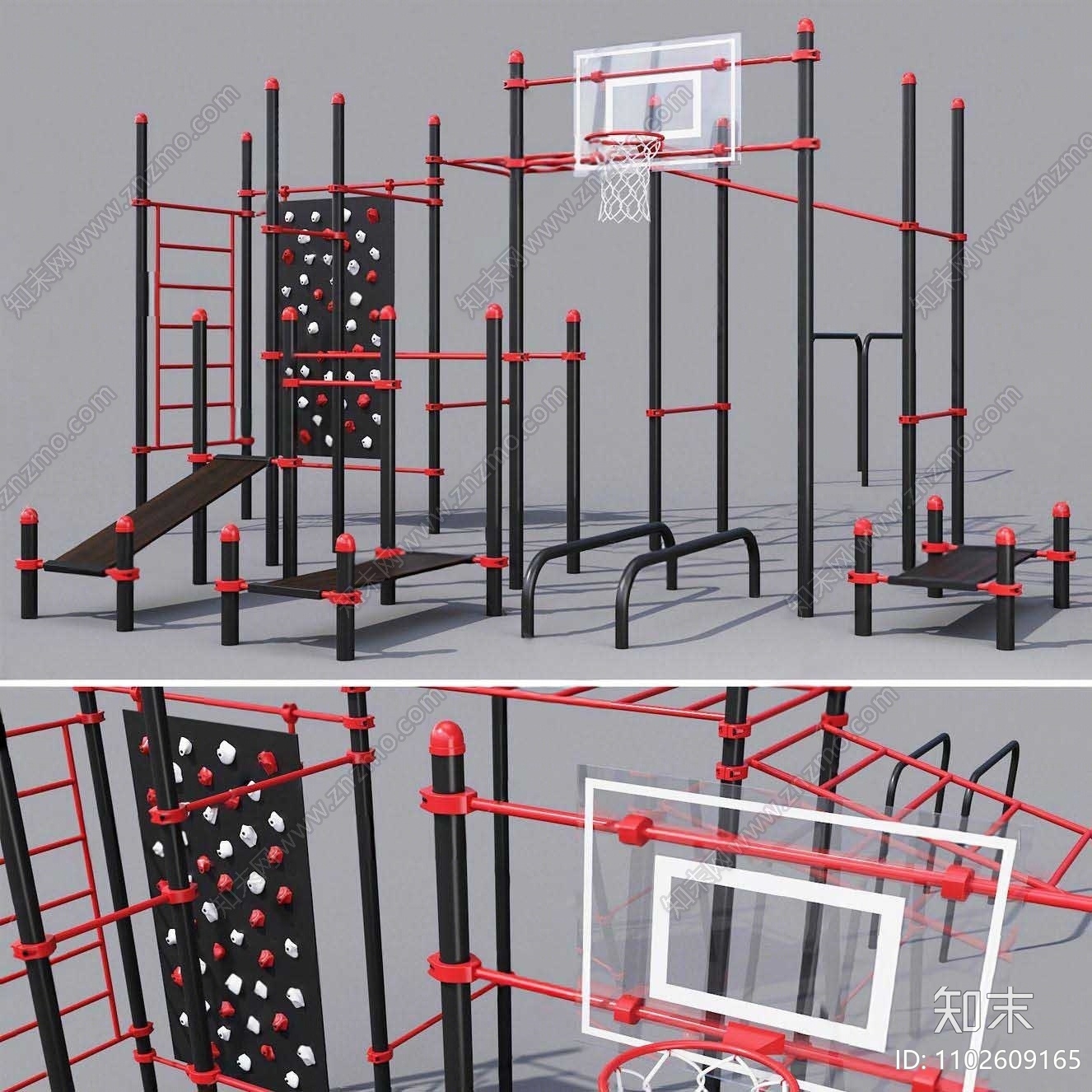 现代户外健身器材3D模型下载【ID:1102609165】