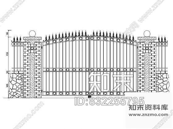 图块/节点入口大门立面七cad施工图下载【ID:832255795】