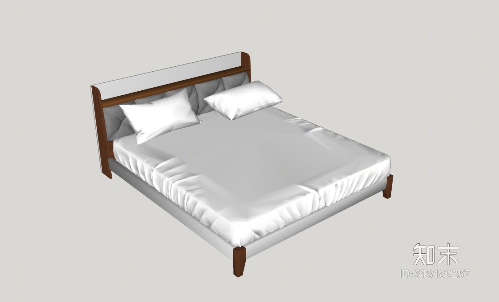 精品免费双人床SU模型下载【ID:518189257】