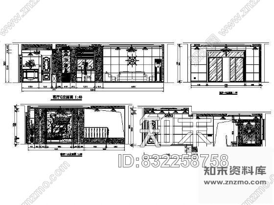 图块/节点欧式客厅立面设计图cad施工图下载【ID:832258758】
