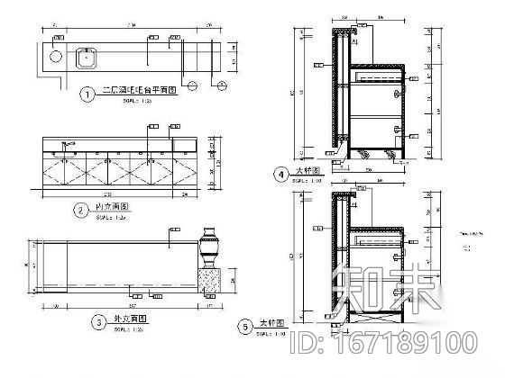 酒吧吧台详图施工图下载【ID:167189100】