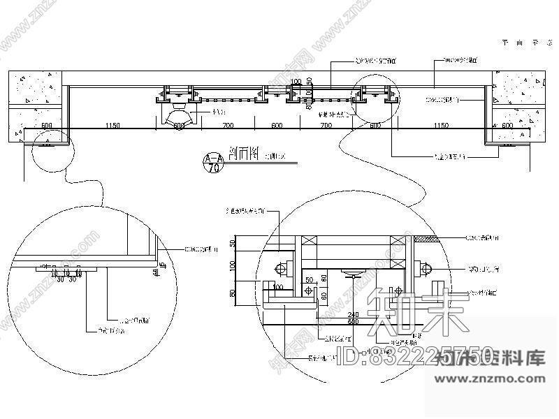 图块/节点吊顶剖面图施工图下载【ID:832225750】