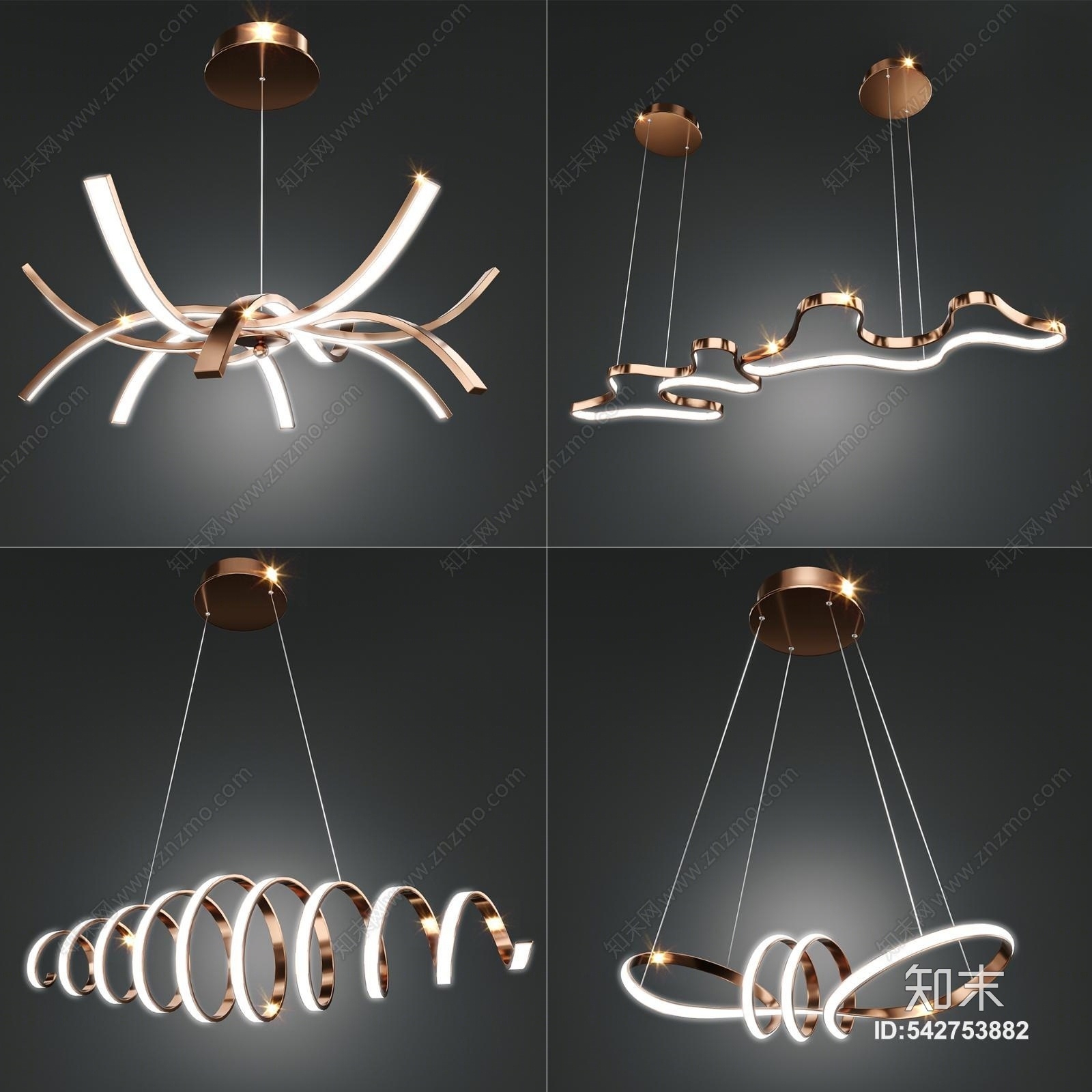 北欧nis风轻奢金属室内灯具3D模型下载【ID:542753882】