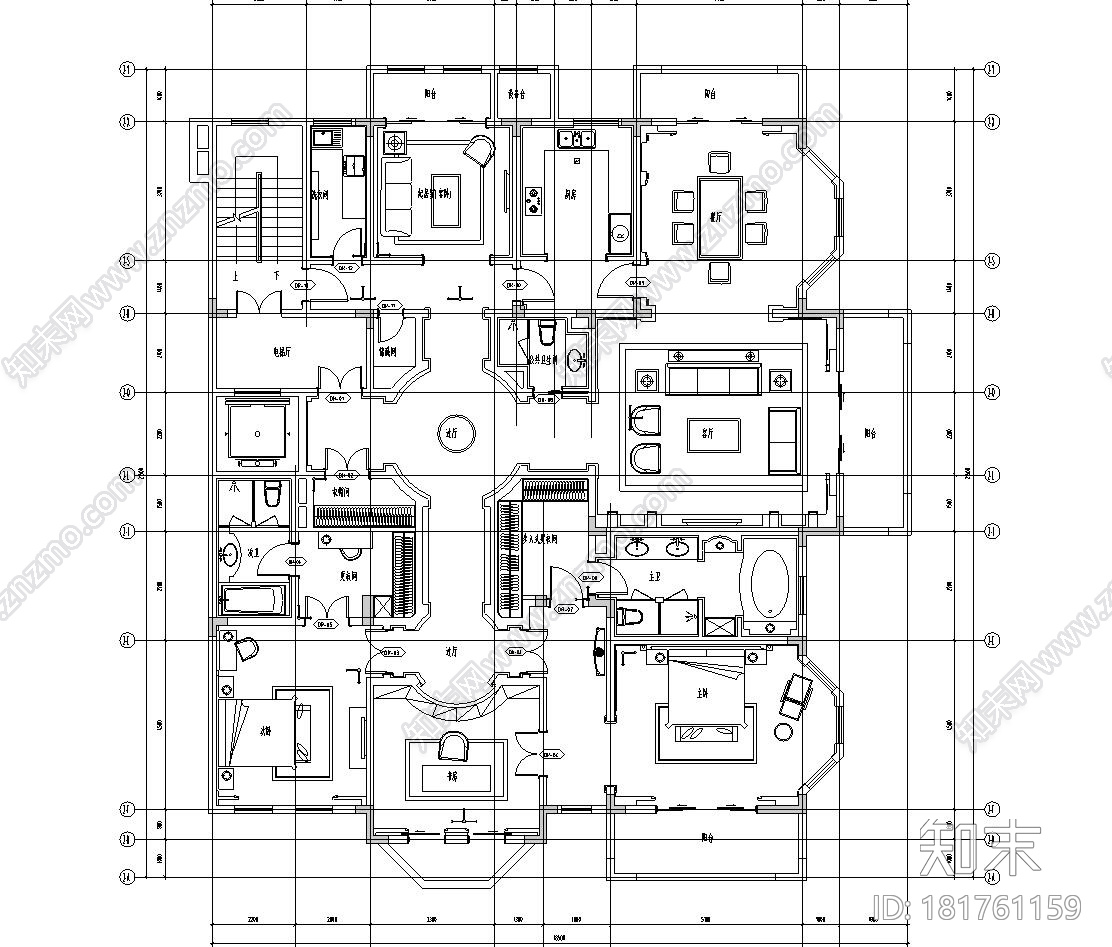 [江苏]南京天正桃源府样板房A、B户型施工效果图cad施工图下载【ID:181761159】