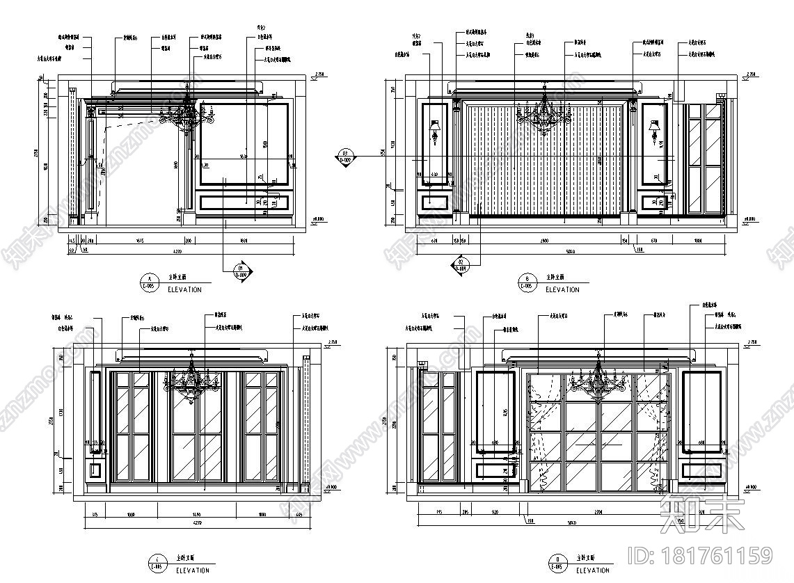 [江苏]南京天正桃源府样板房A、B户型施工效果图cad施工图下载【ID:181761159】