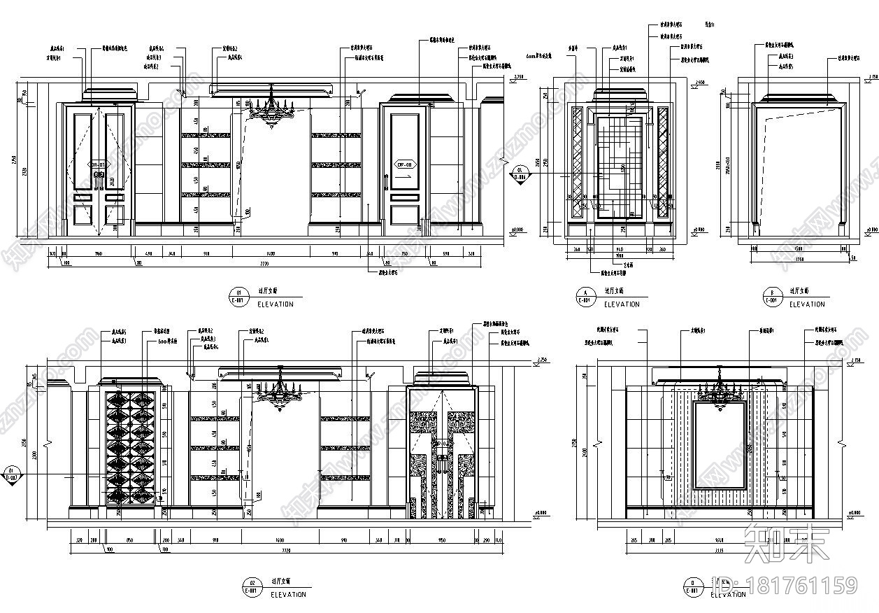 [江苏]南京天正桃源府样板房A、B户型施工效果图cad施工图下载【ID:181761159】