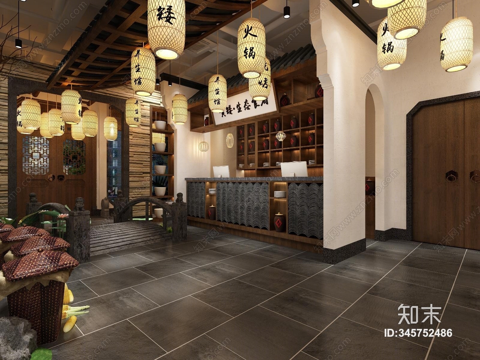 新中式火锅店3D模型精品下载_3dmax模型_知末网