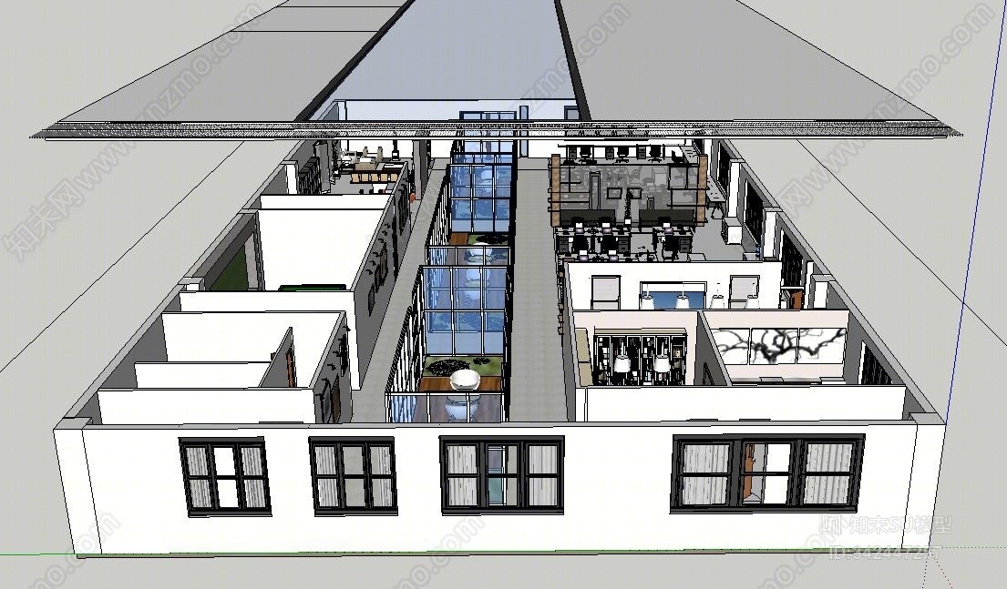 工装办公空间设计模型SU模型下载【ID:342447257】