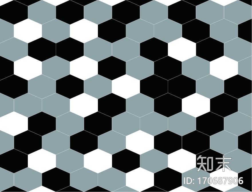 六角黑白瓷砖贴图下载【ID:170687906】