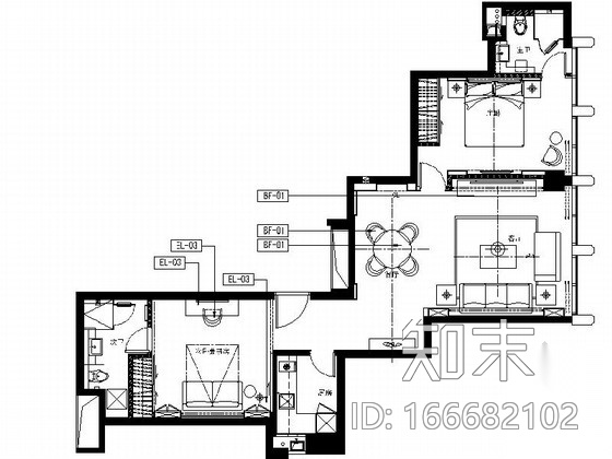 [浙江]简欧轻奢商务酒店贵宾客房室内施工图（含效果图）cad施工图下载【ID:166682102】