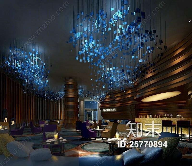 现代酒店酒吧空间下载3D模型下载【ID:25770894】