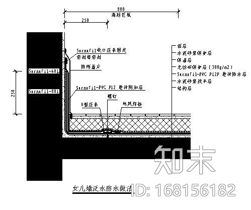 女儿墙泛水防水做法施工图下载【ID:168156182】