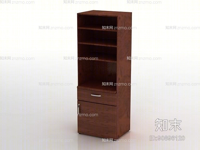 现代棕色长方形木艺陈列柜3D模型下载【ID:90896120】