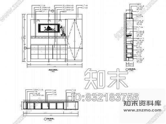 图块/节点现代居室餐厅背景墙立面详图cad施工图下载【ID:832183756】