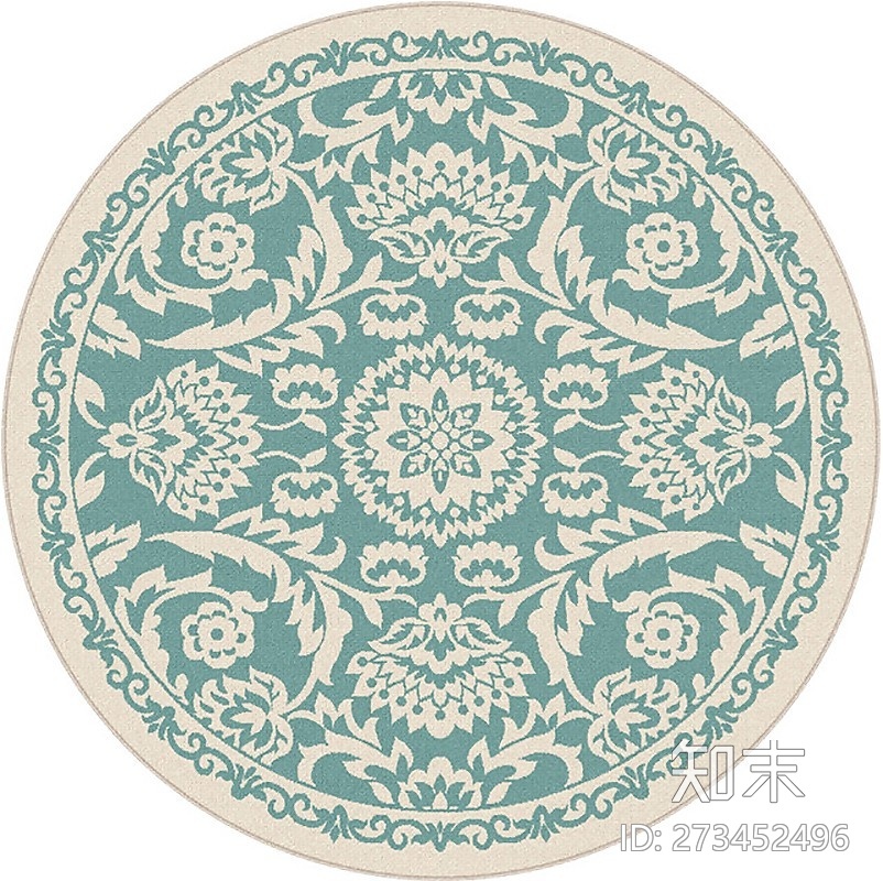绿白欧式花圆毯贴图下载【ID:273452496】