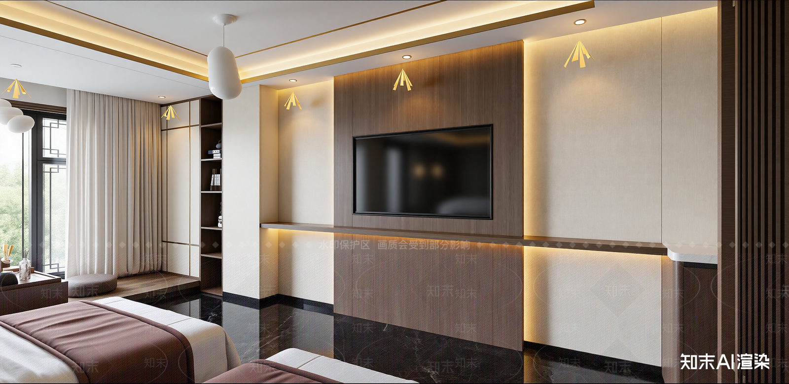 新中式酒店客房SU模型下载【ID:1215929757】