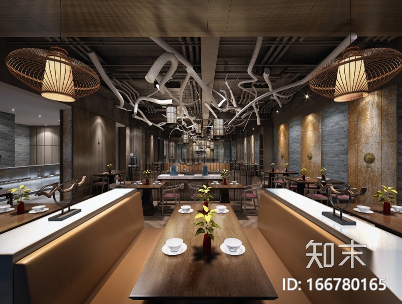 [河南]五味壹品兰州拉面餐饮空间设计施工图（附效果图）cad施工图下载【ID:166780165】