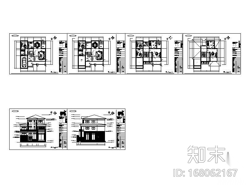 某四层别墅平面图cad施工图下载【ID:168062167】