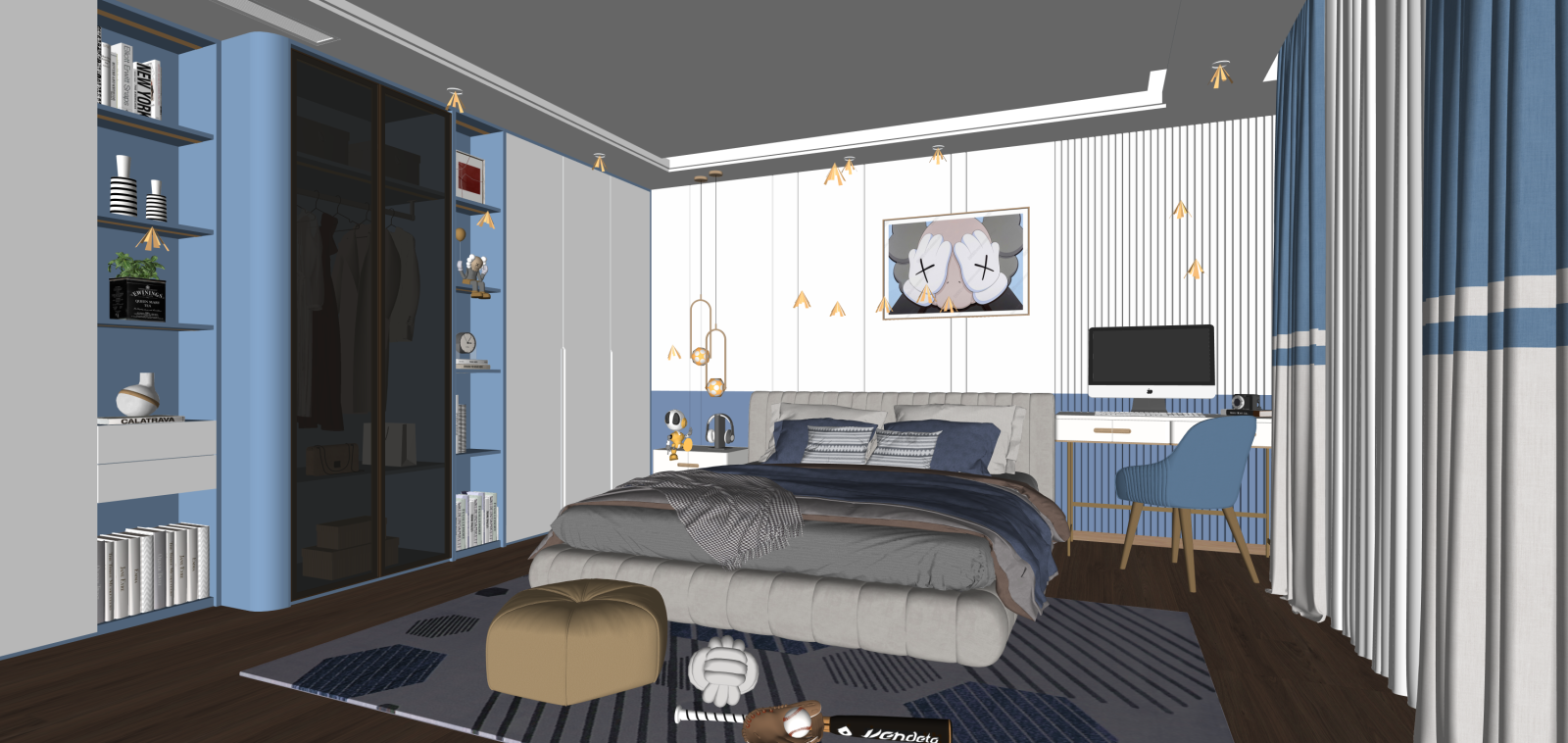 现代家居卧室SU模型下载【ID:1215993029】