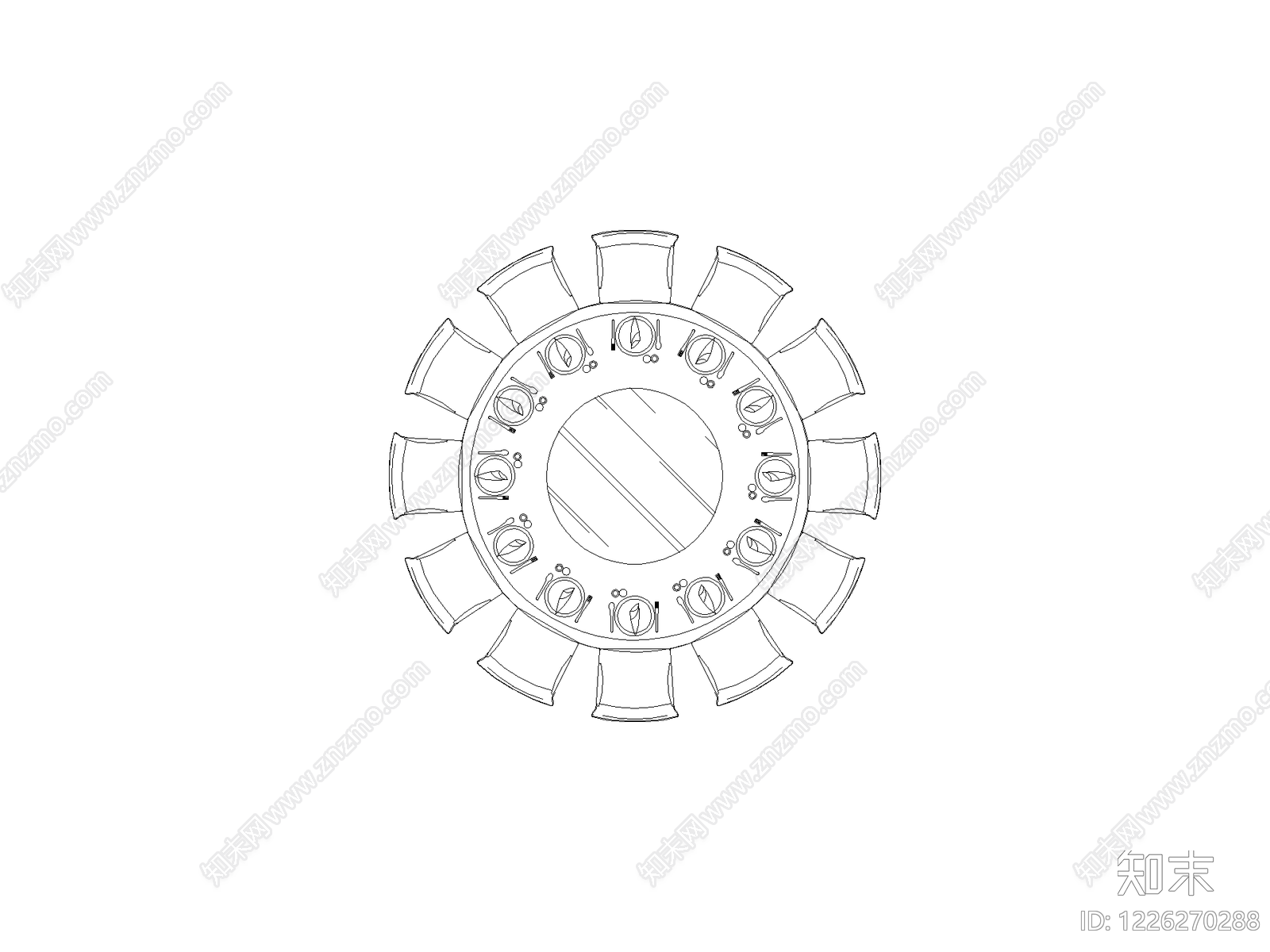餐桌几类平立面餐桌cad施工图下载【ID:1226270288】