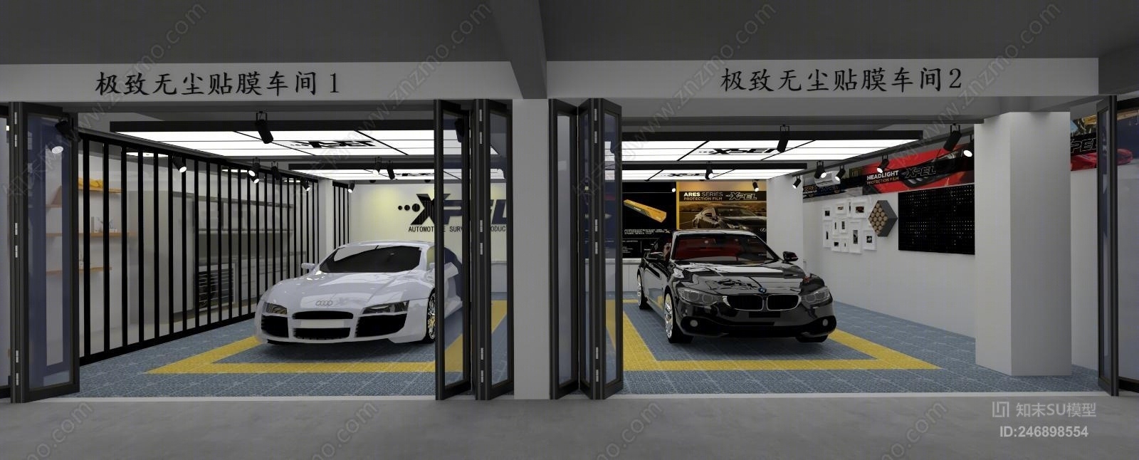 工业风无尘贴膜车间SU模型下载【ID:246898554】