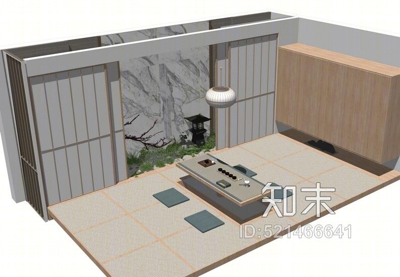 日式榻榻米SU模型下载【ID:521466641】